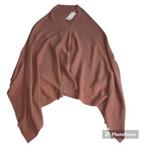 EILEEN FISHER Signature Merino Wool Asymmetrical Poncho Powder Pink One Size New